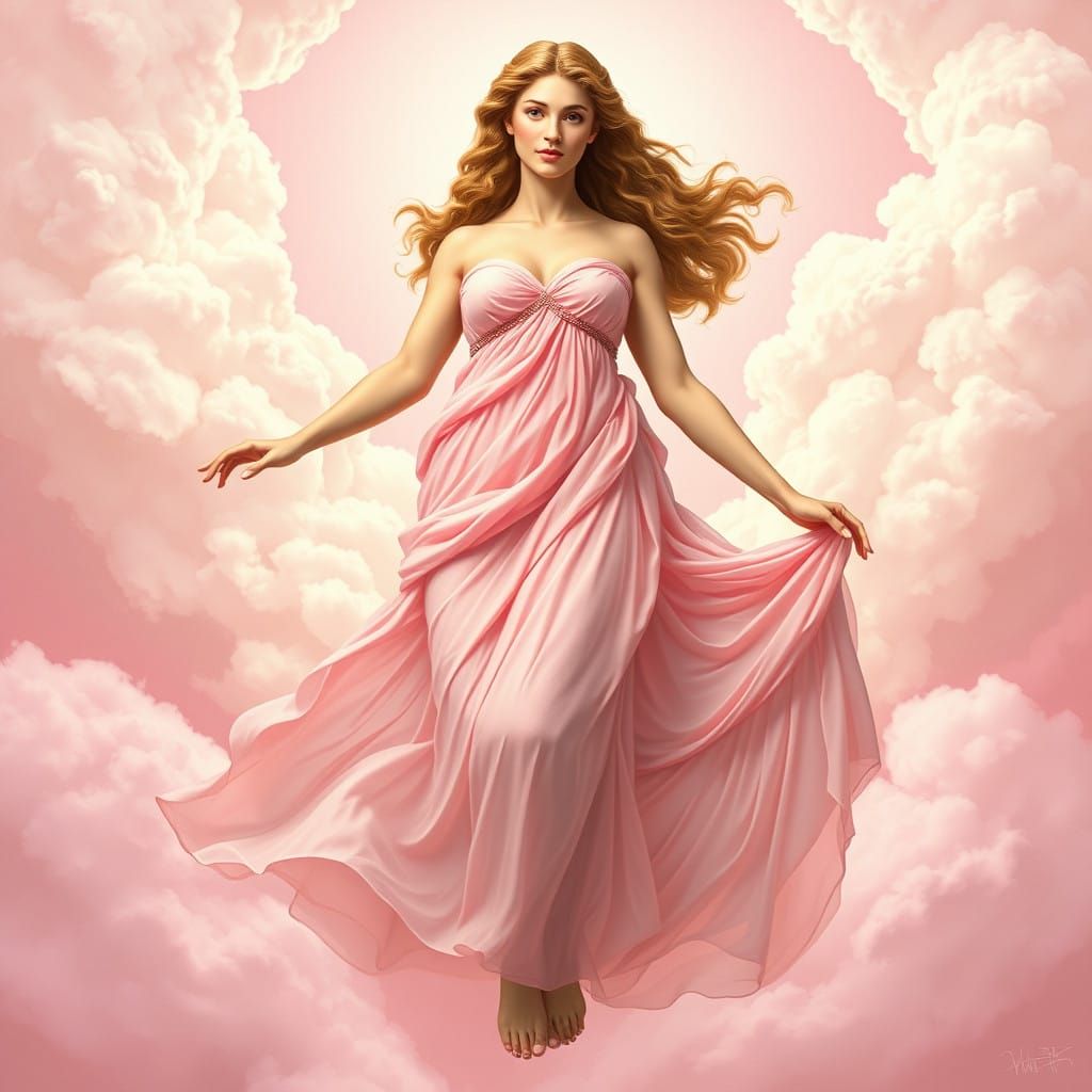 Goddess of Love Descends from Heavens in Ancient Greek Style