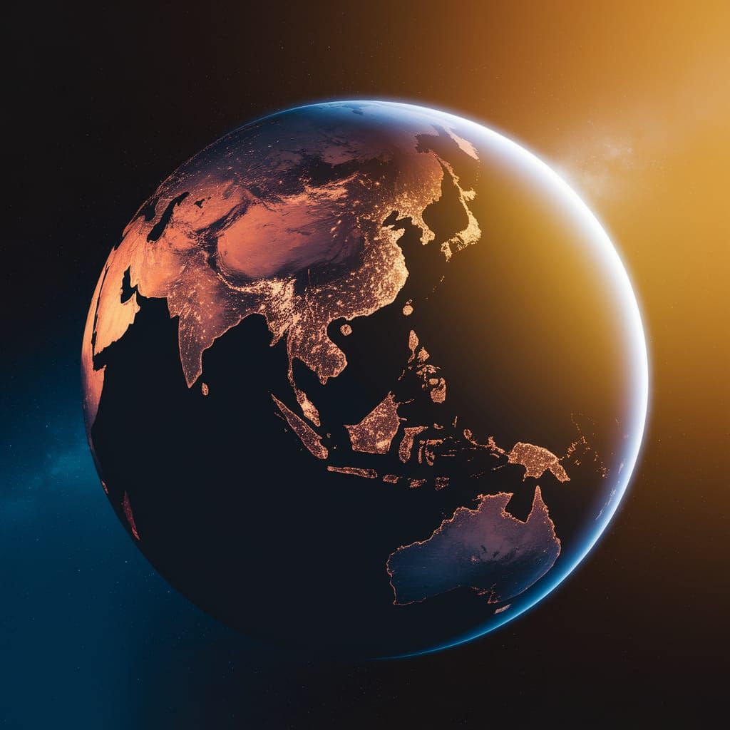 Earth From Orbit: Golden Hour Over Southeast Asia