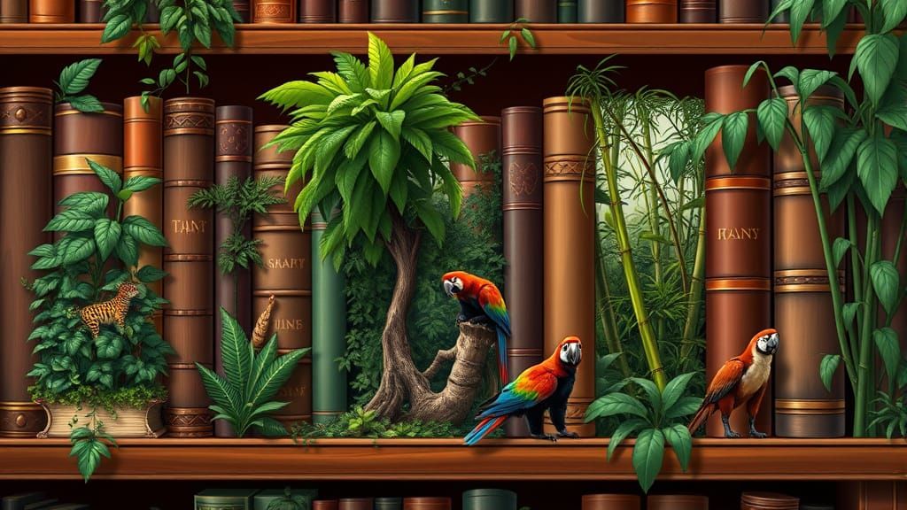 Fantasy Library: Miniature Jungle Ecosystems as Comic Art