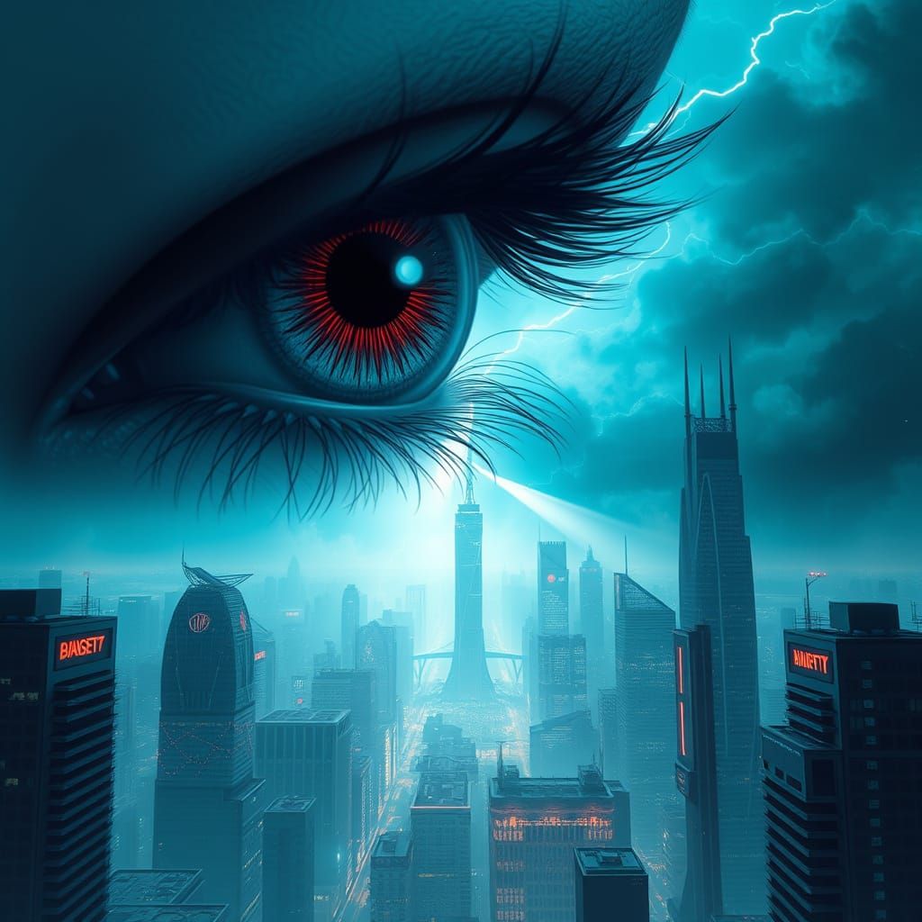 Eye of the Storm Over a Futuristic City