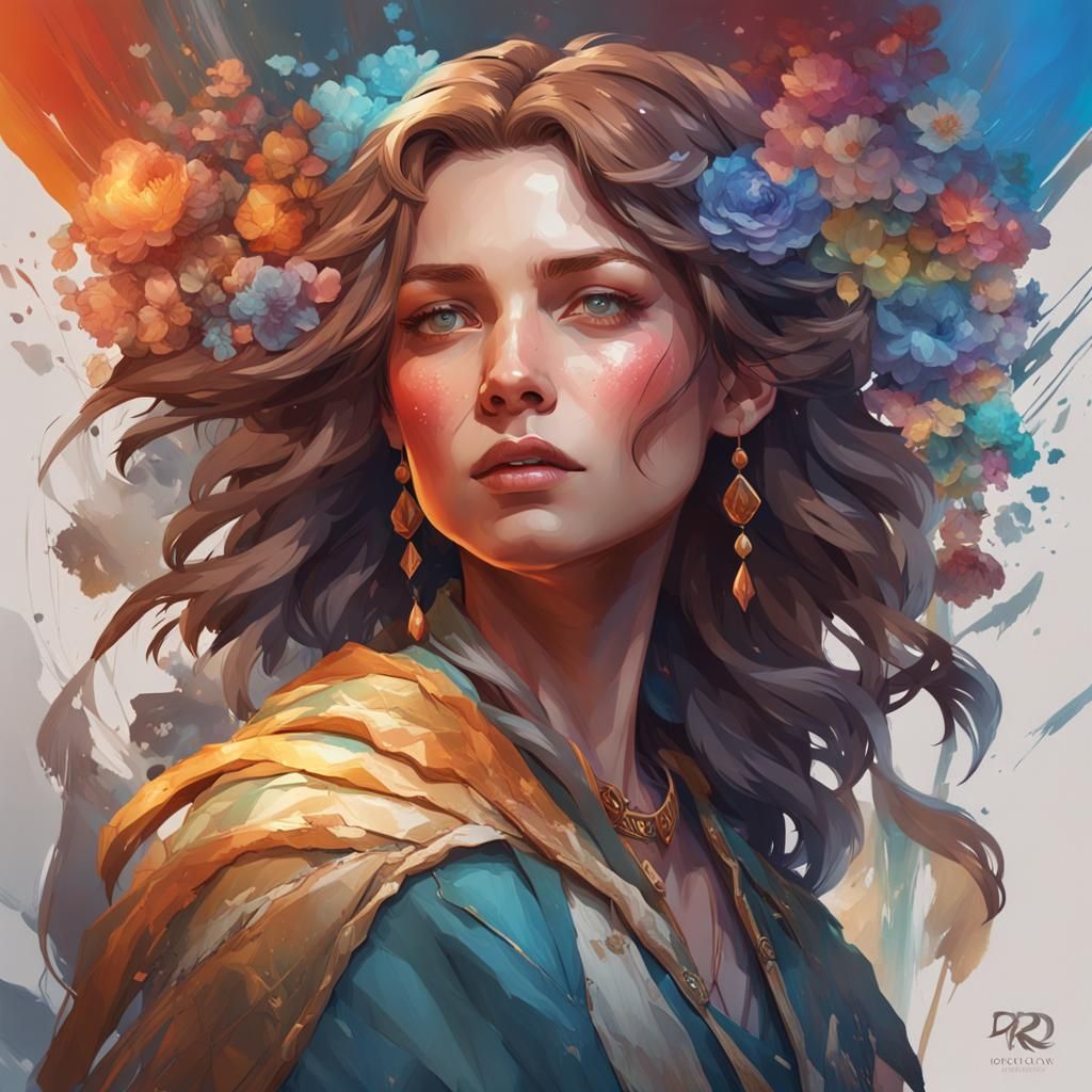 Detailed Portrait of Woman in Art Nouveau Style