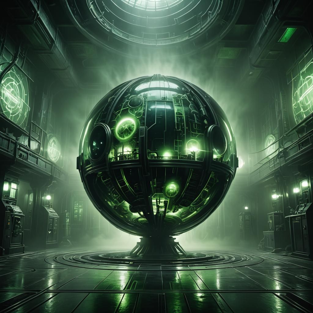 Eerie Sci-Fi Lab with Glowing Sphere
