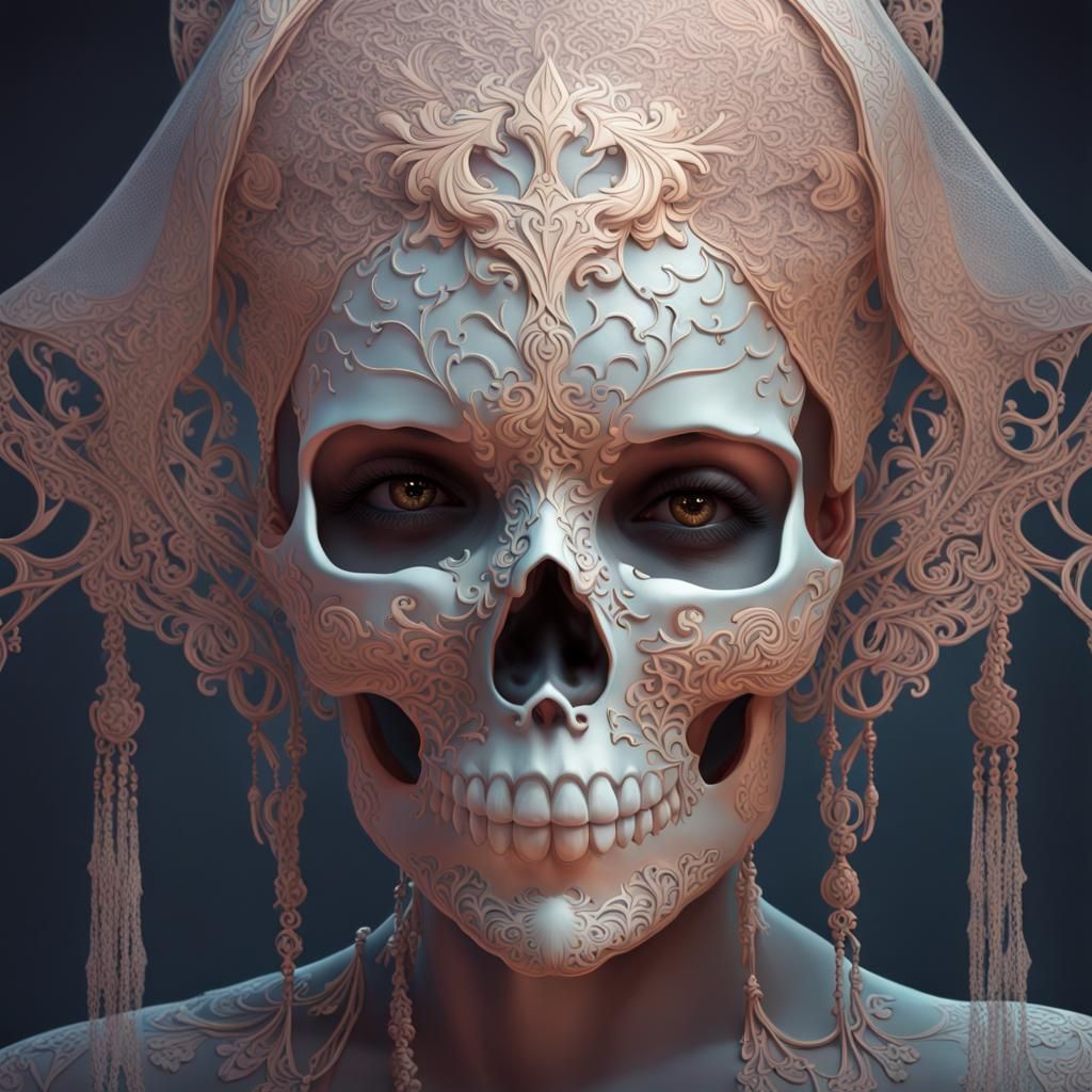 Lace Skull Portrait in Artgerm Style