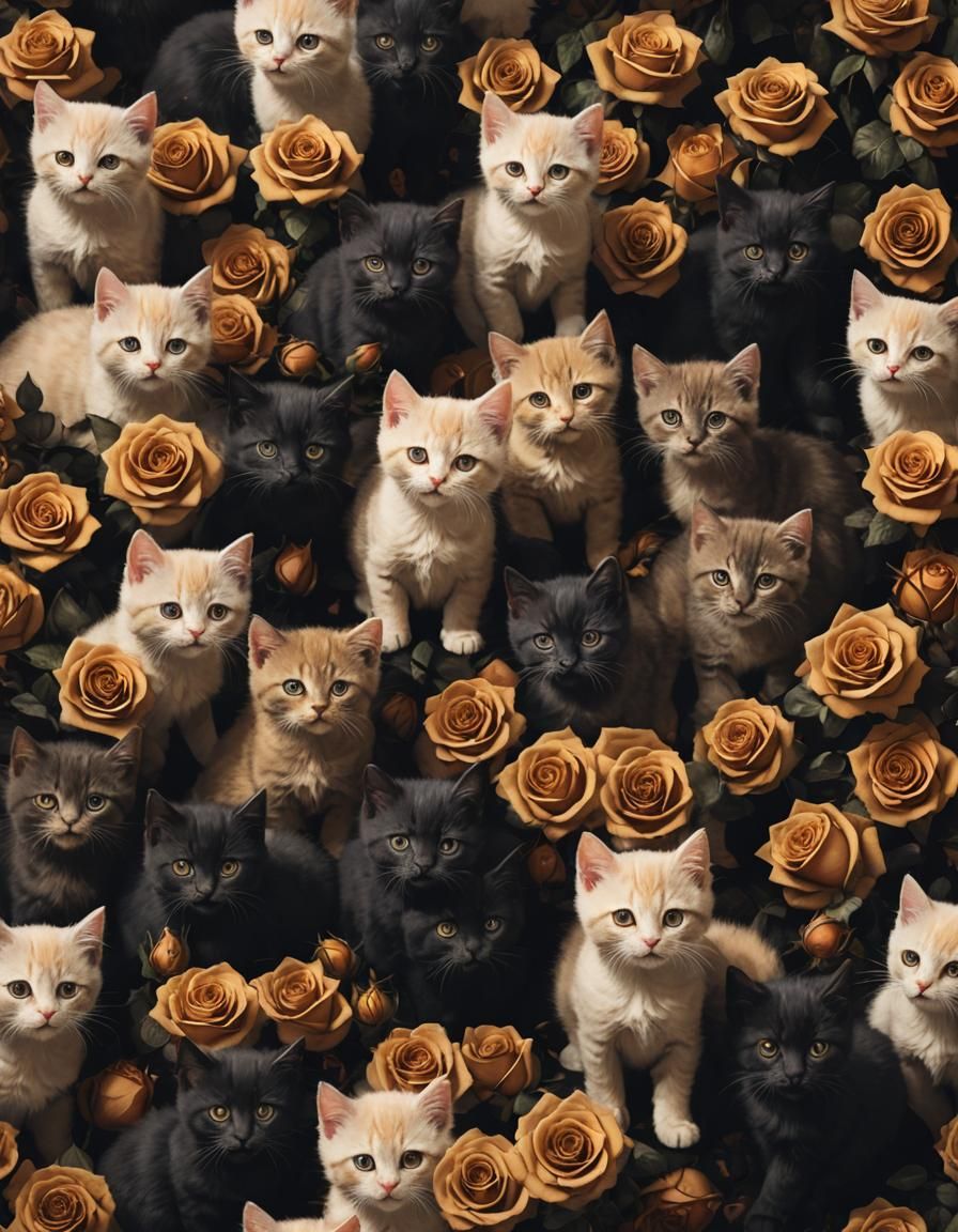 Black Roses and Kittens Concept Art in 3D