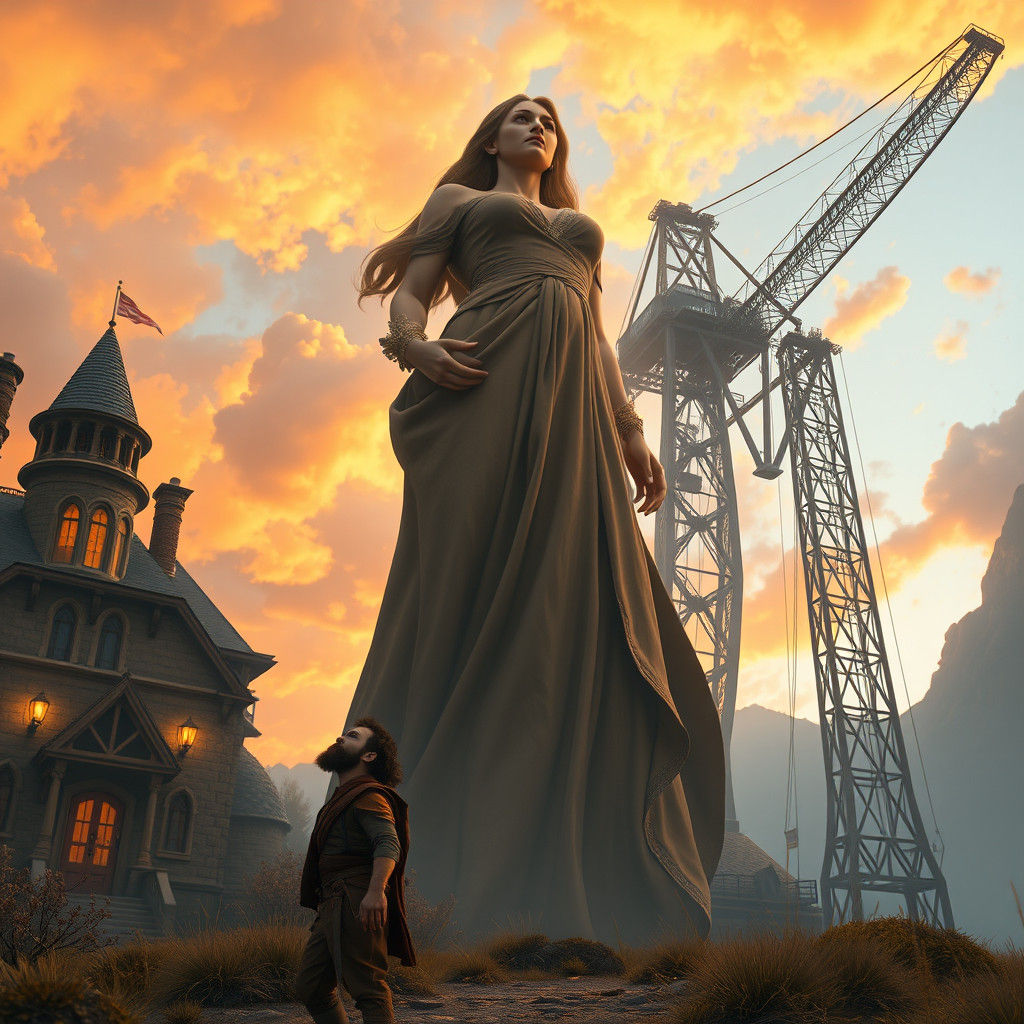 Colossal Woman in Surreal Landscape, 8k Detail