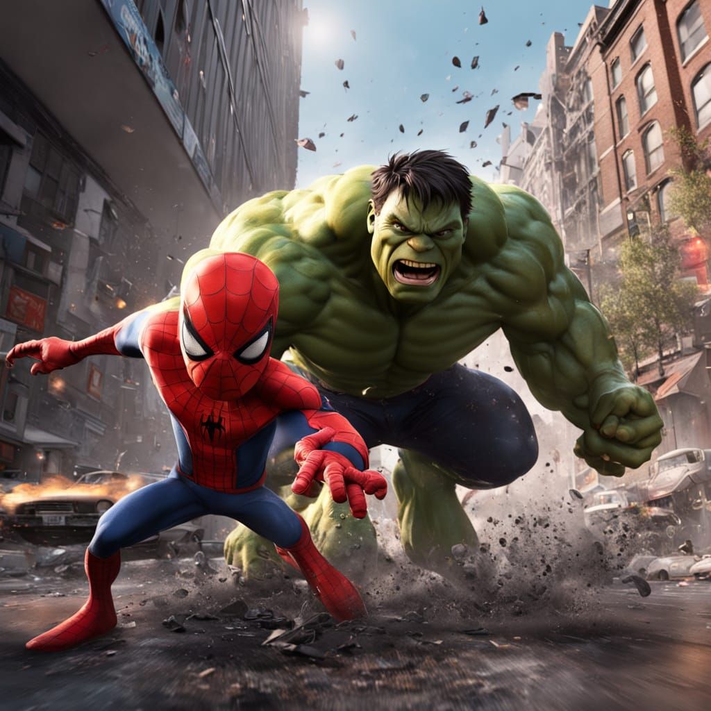 Hulk Smashes Spider-Man in a Hyper-Realistic 3D Cinematic Sc...