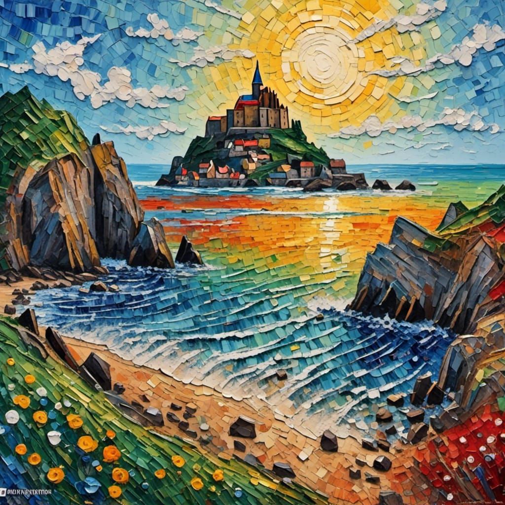 Mont Saint Michel, Normandy: Impasto Expressionist Painting
