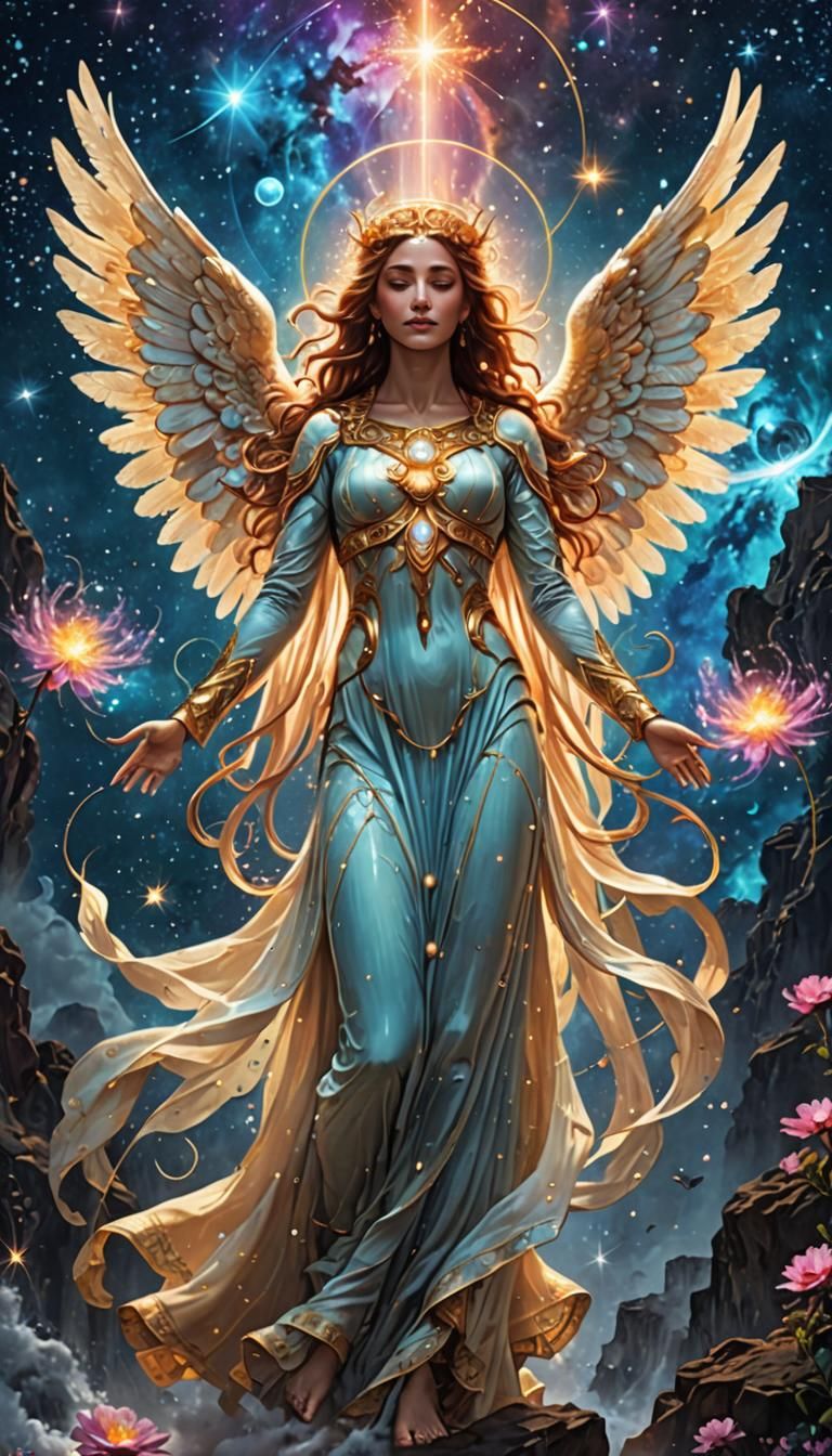 Cosmic Goddess Angel in Astral Illustration