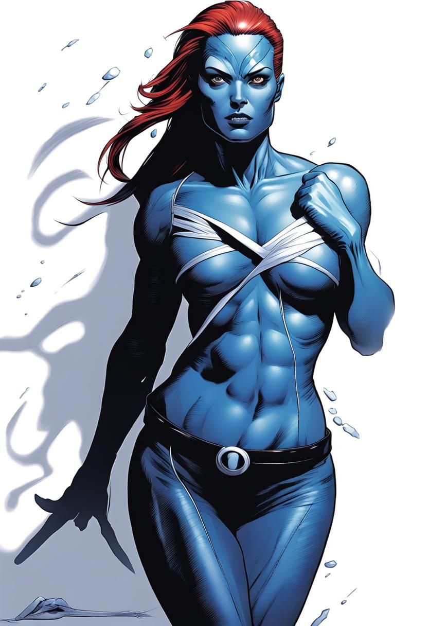 Mystique Action Pose in Comic Book Style