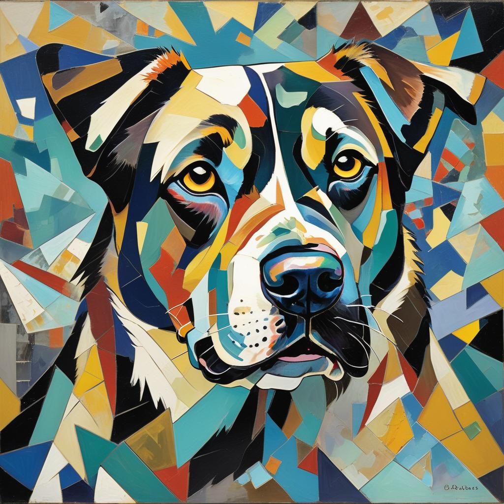 Cubism paintings of a dog, Georges Braque