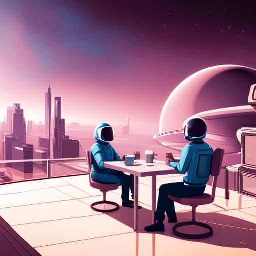 Futuristic Coffee Shop in Space, 8K Resolution