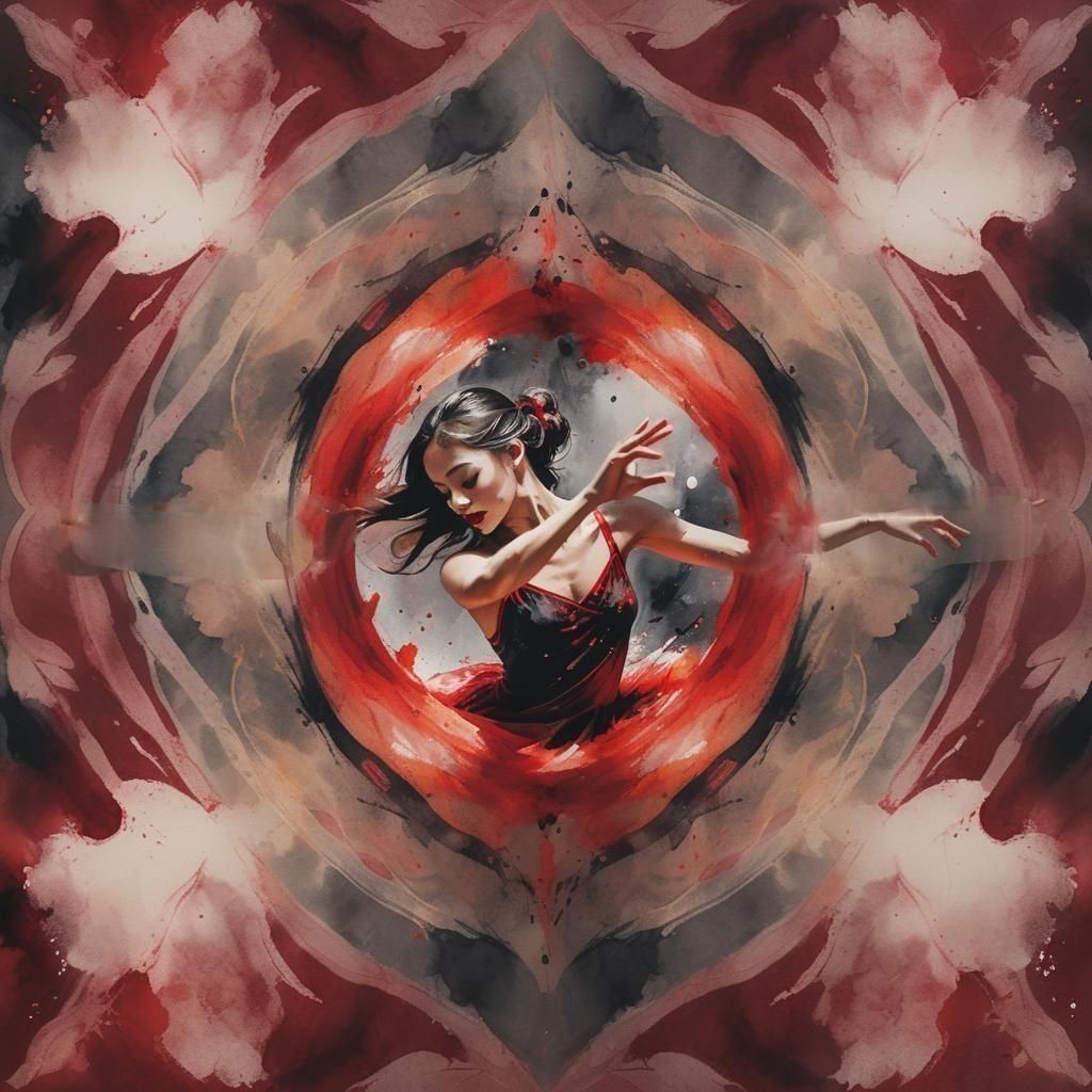 Elegant Dancer in Ink Splatter Art Style