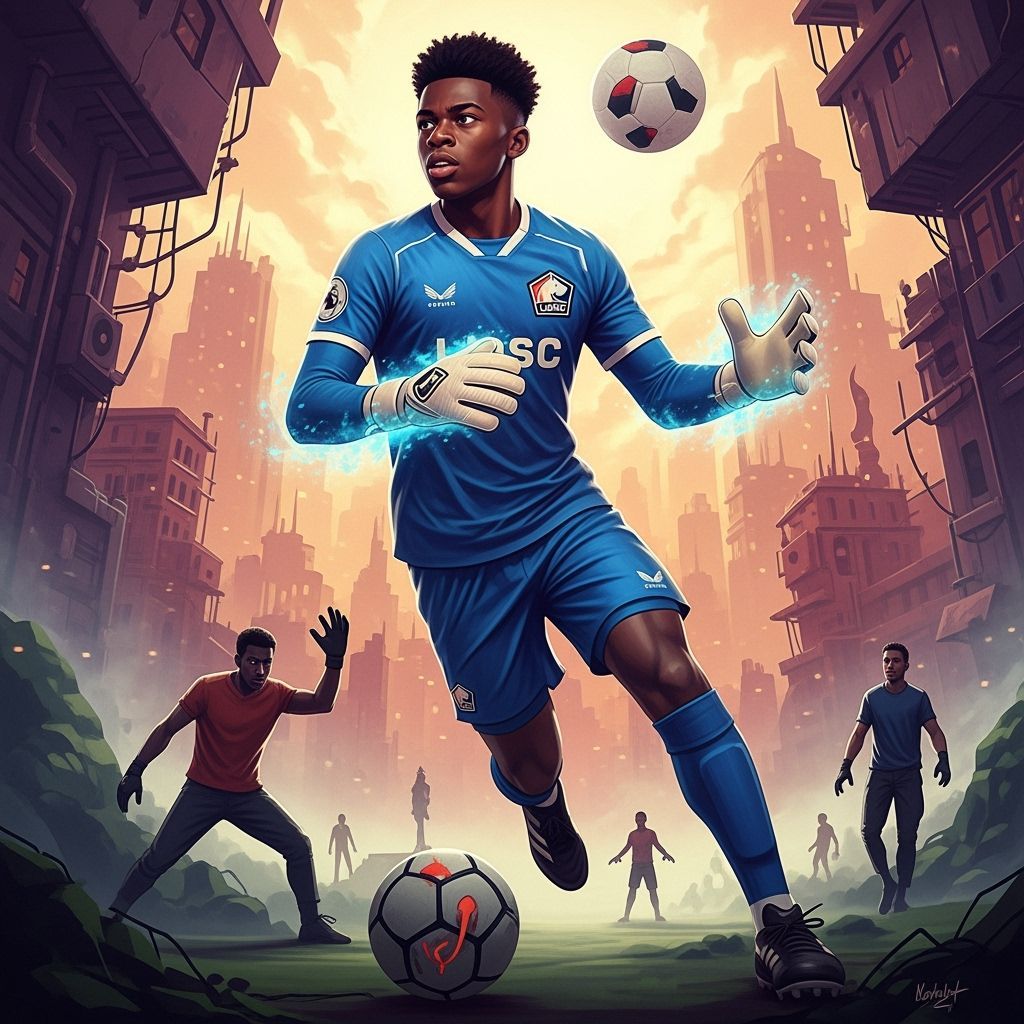 Heroic Football Goalkeeper in Comic Style