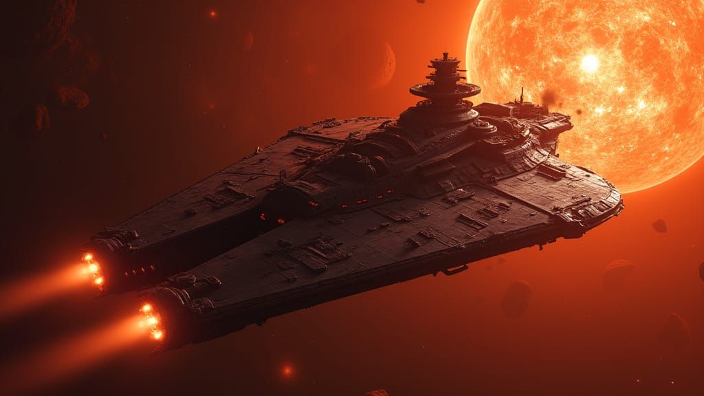 Giant Starship Orbiting a Dying Star