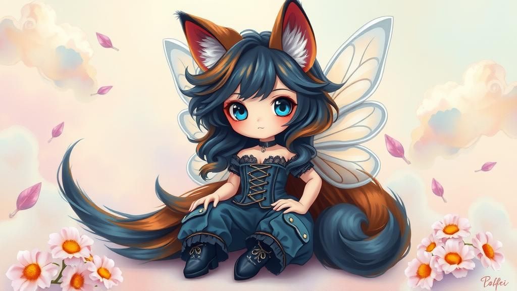 Chibi Fairy with Steampunk Accents in Anime Style
