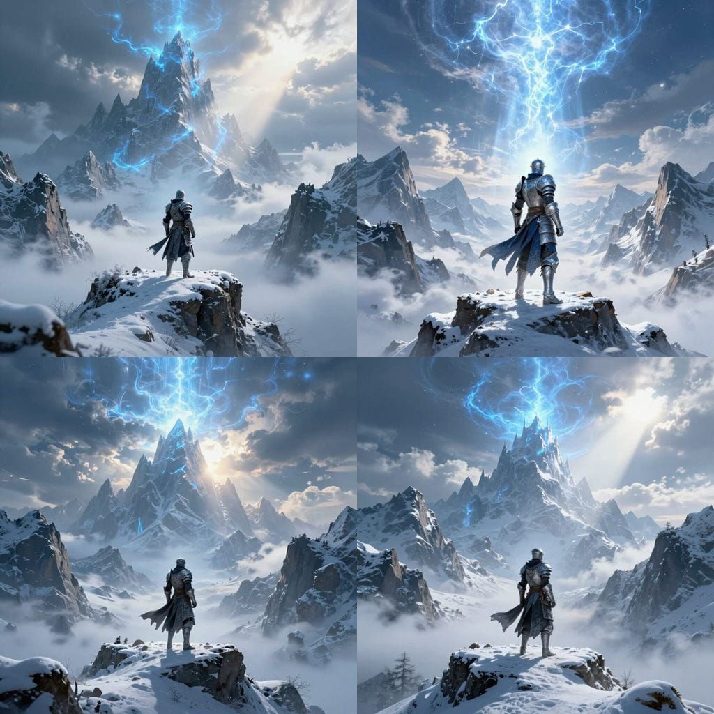 Frost Warrior on Snowy Mountain Precipice