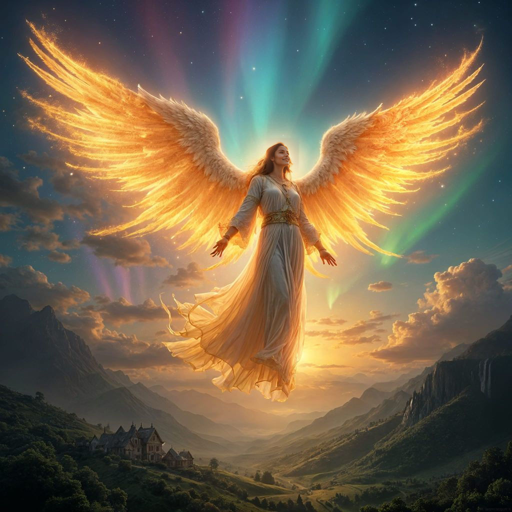Majestic Seraphim Descends with Fiery Wings