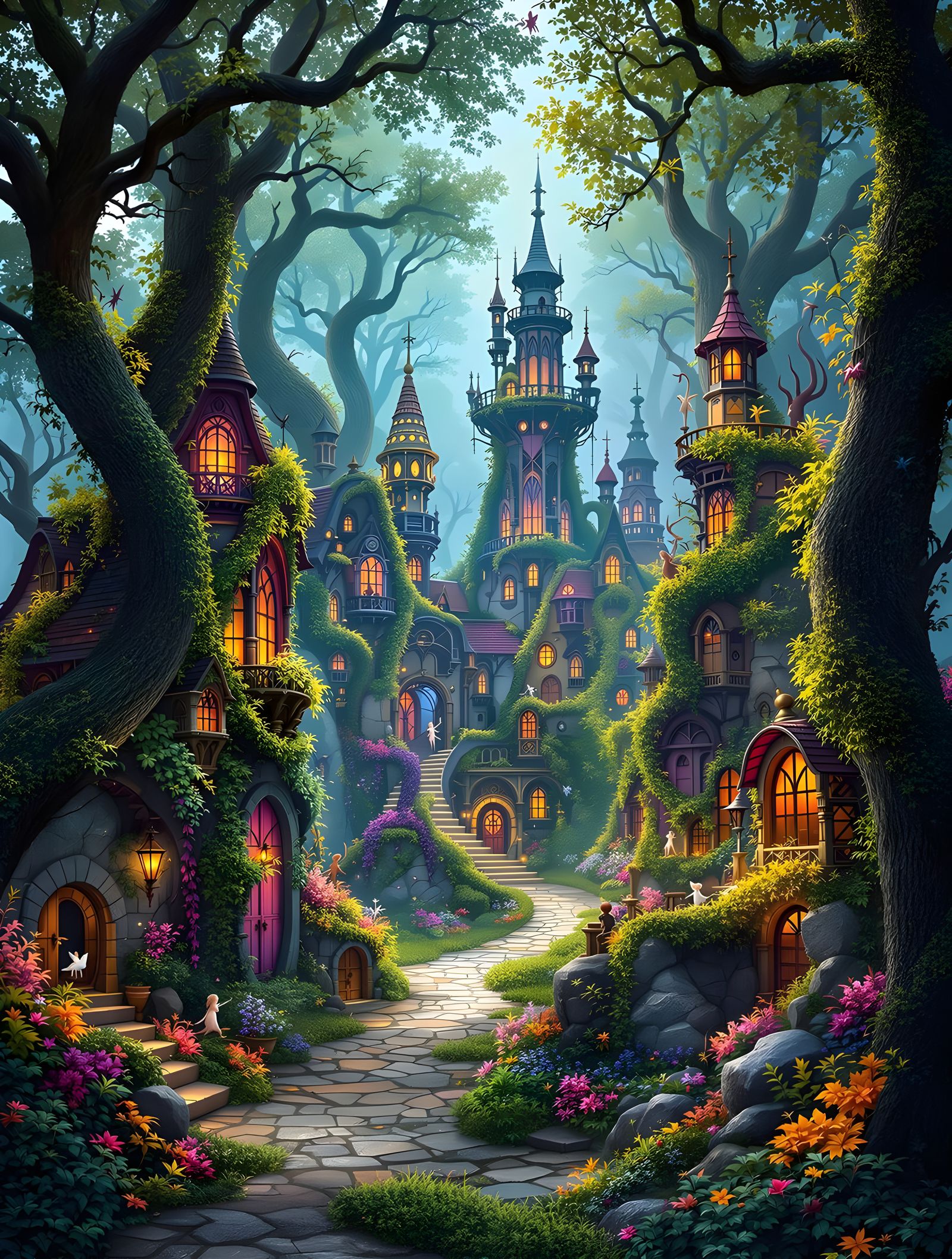 Mystical Fairytale Village with Elves and Fairies