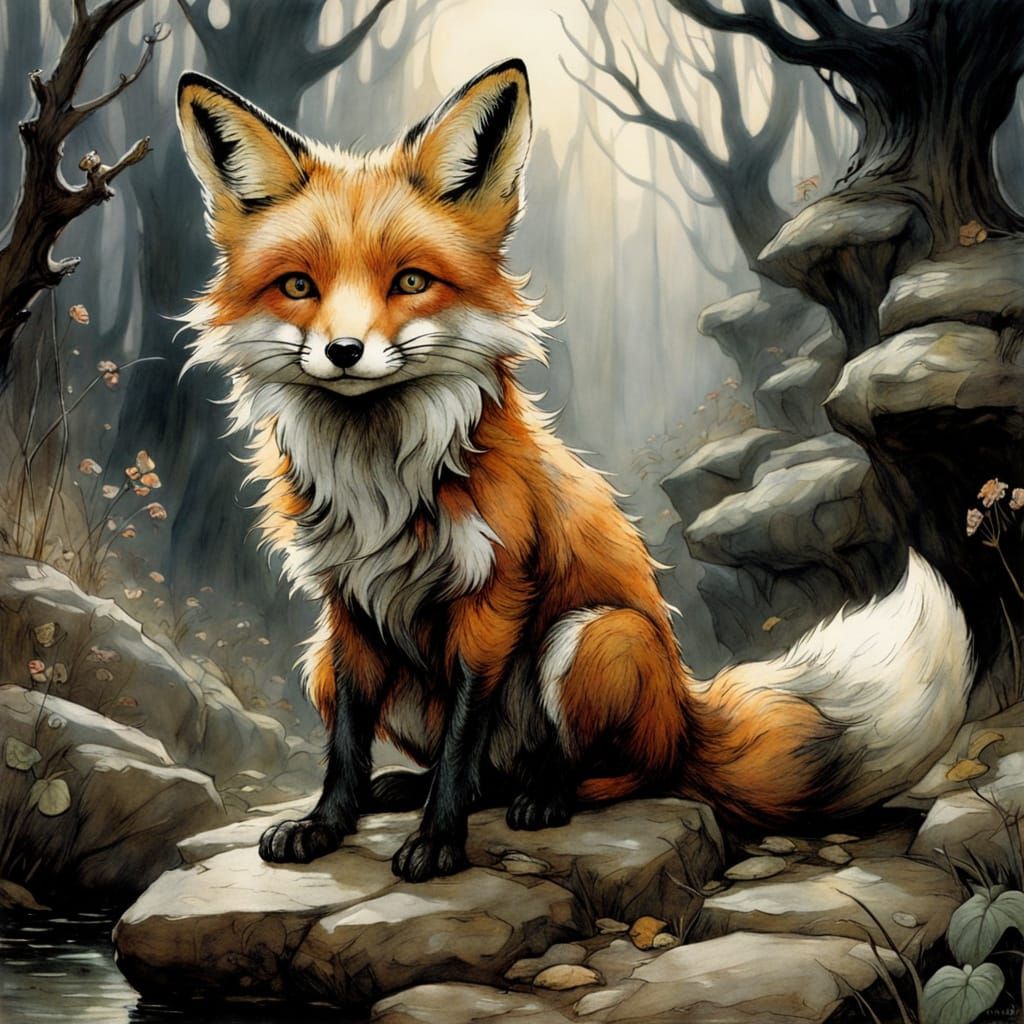 Enchanting Fox-like Creatures in a Fairy Tale Style
