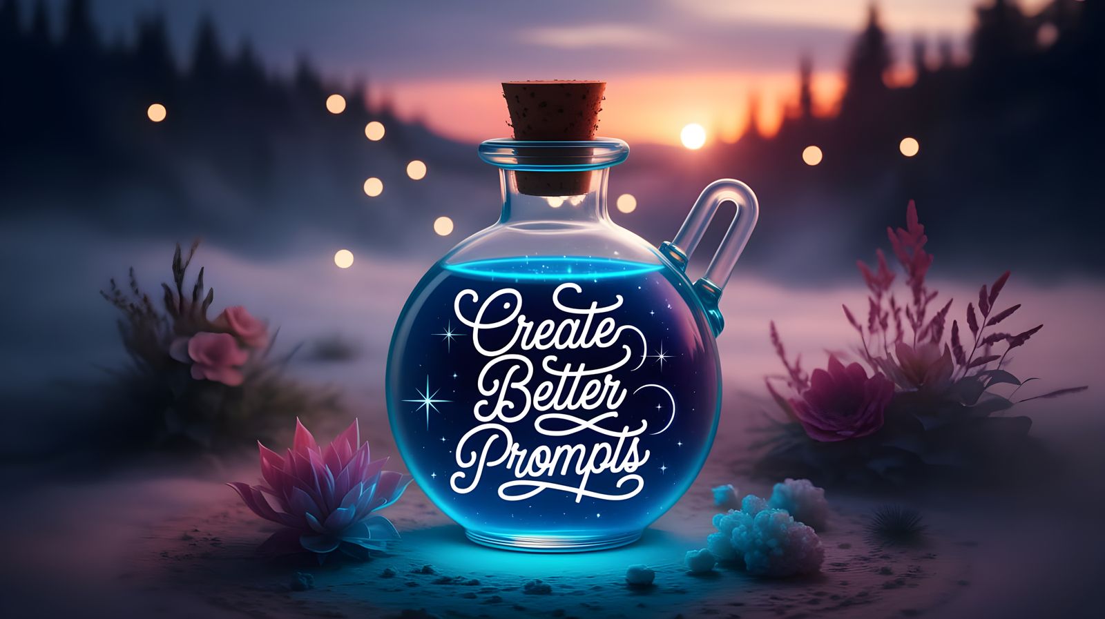 Enchanted Potion Bottle Illuminated by Twilight Stars