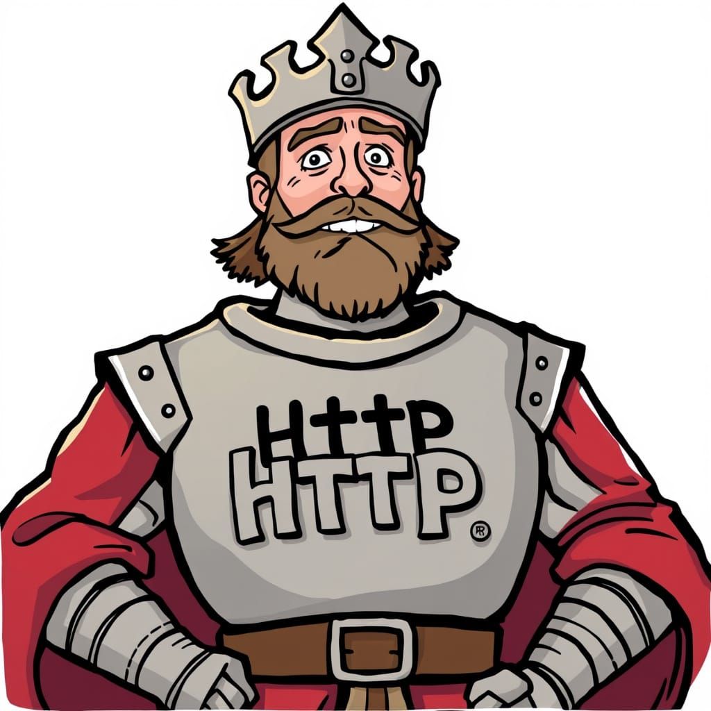 Cartoon Medieval Duke with HTTP Text
