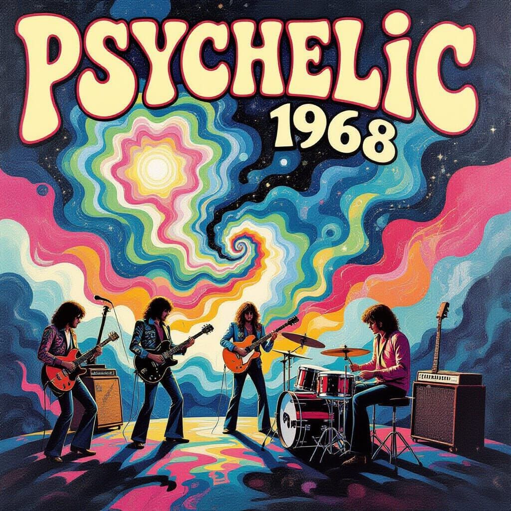 Psychedelic Rock Concert Poster 1968 Oil Painting