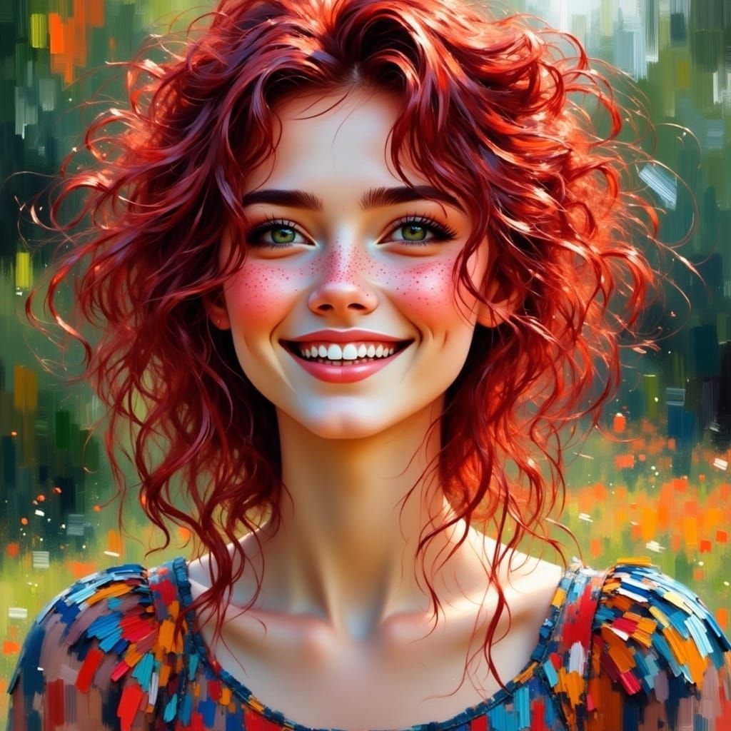 Portrait of a Beautiful Young Woman with Brush Strokes