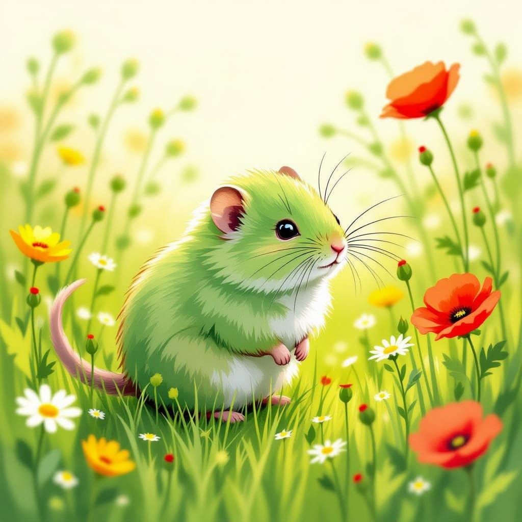 Whimsical Green Meadow Scene