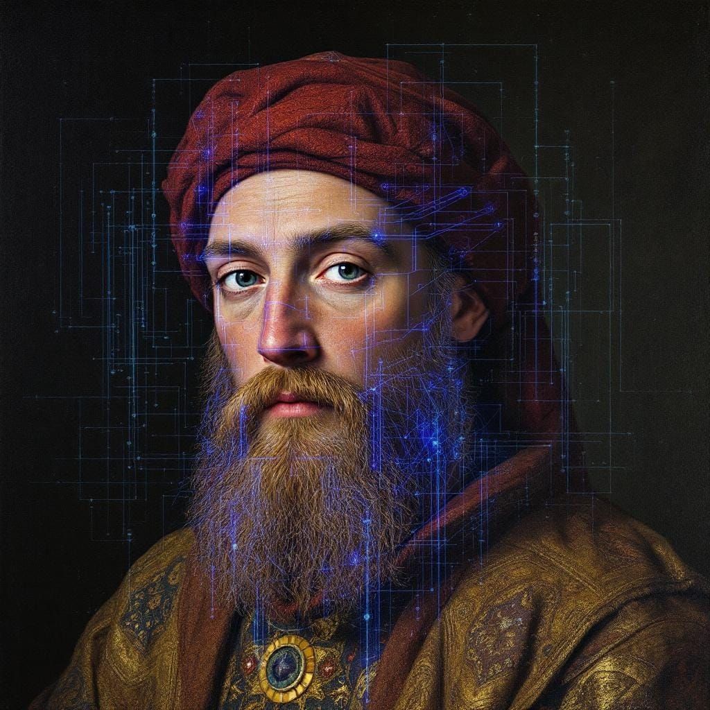 Artificial intelligence, portrait by Medieval painters