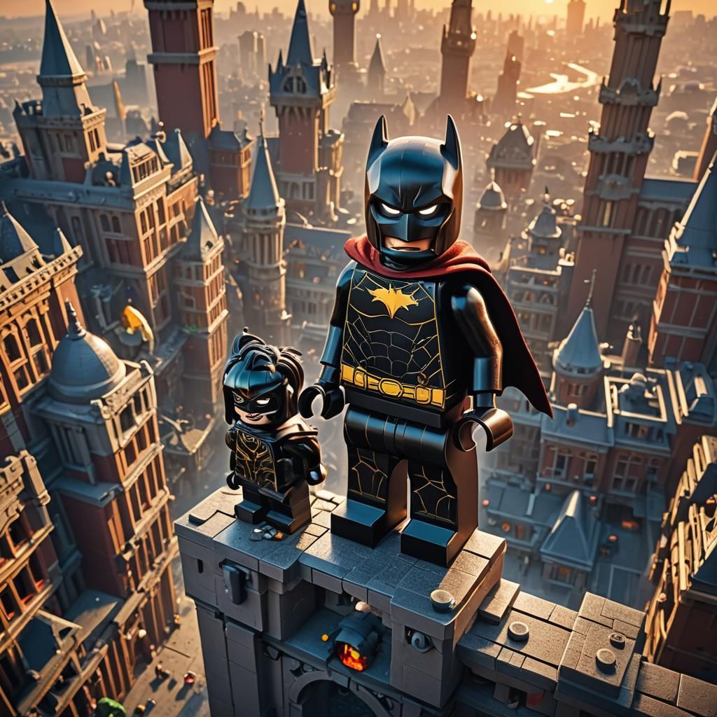 Superhero Lego Minifigure Silhouette at Sunset