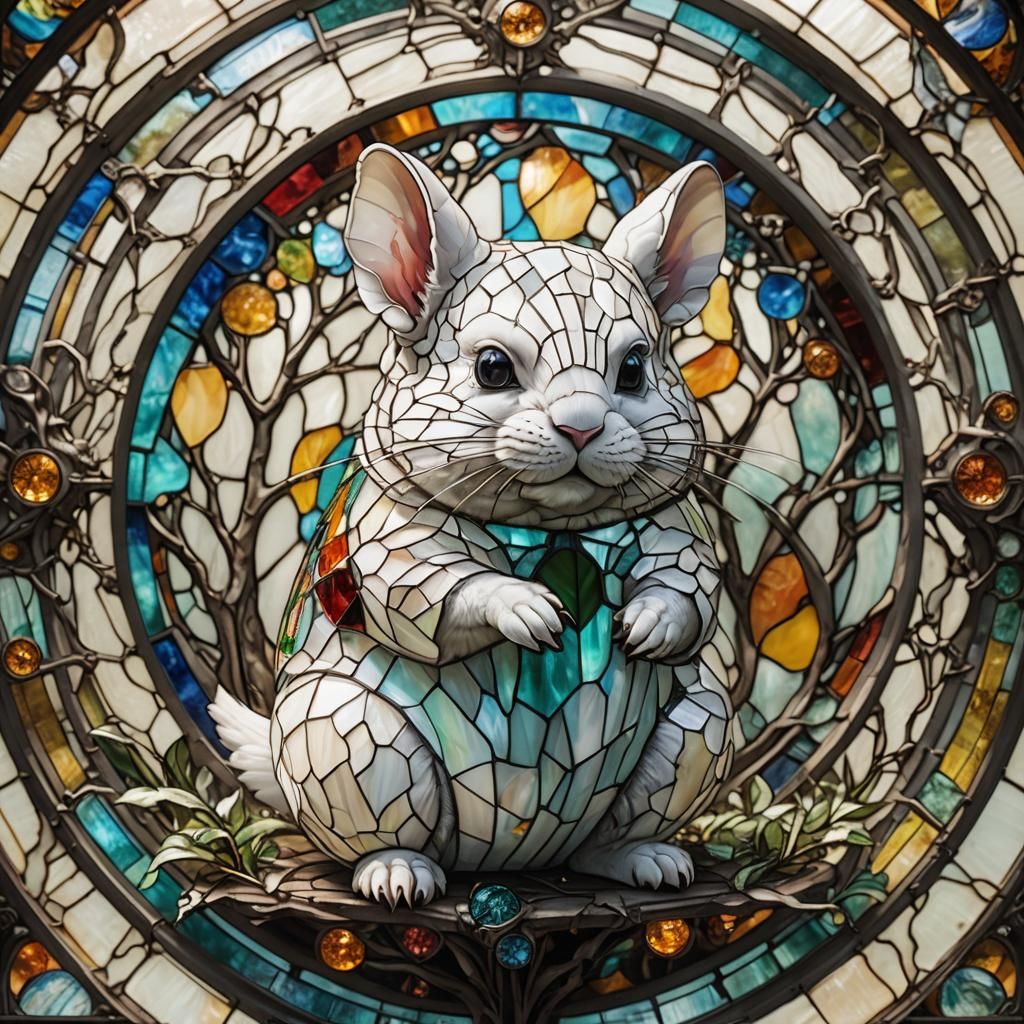 Stained Glass Biomechanical Chinchilla in Sci-Fi Style