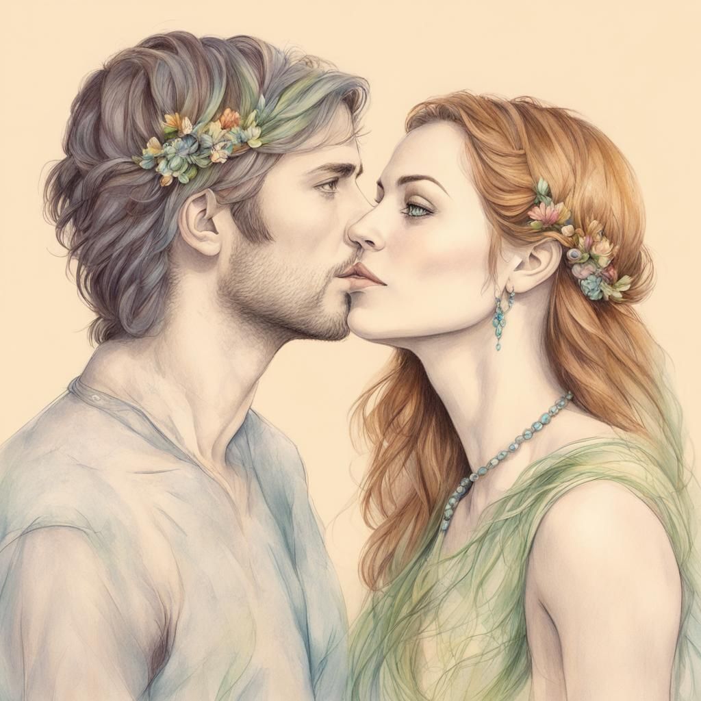 Pencil sketch of A beautiful Young Couple