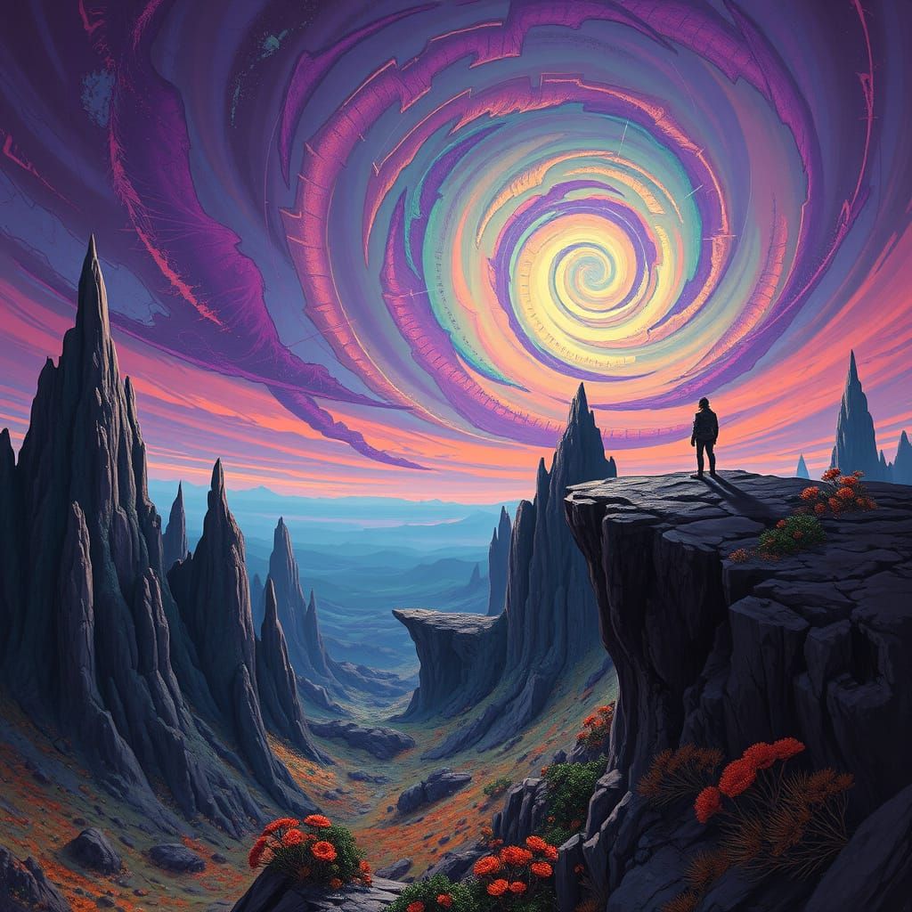 Mystical Otherworldly Landscape with Alien Flora and Jagged ...