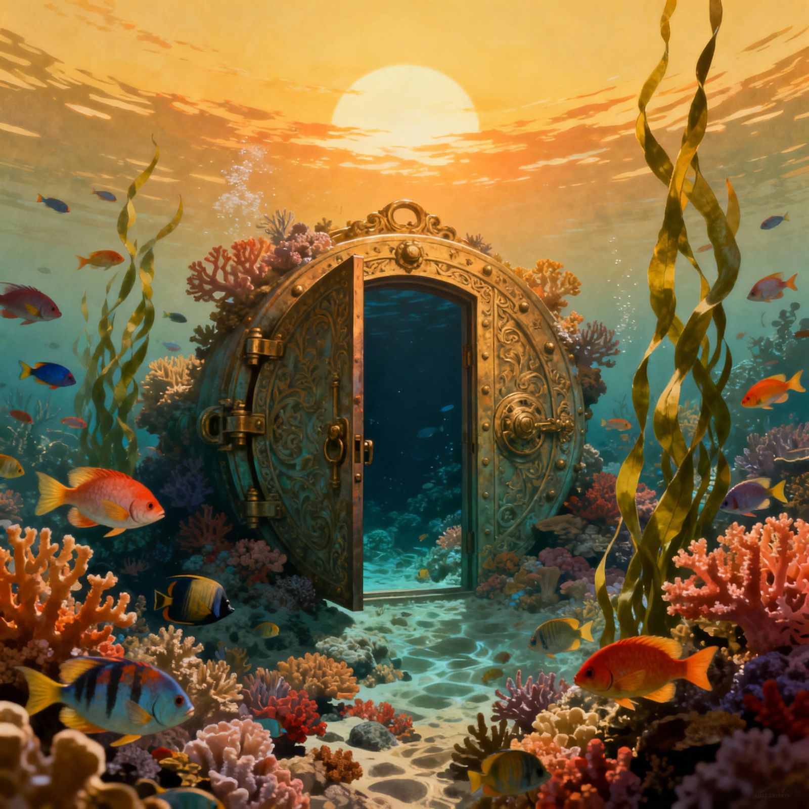 Vintage Travel Poster: Colossal Hatch in Coral Reef