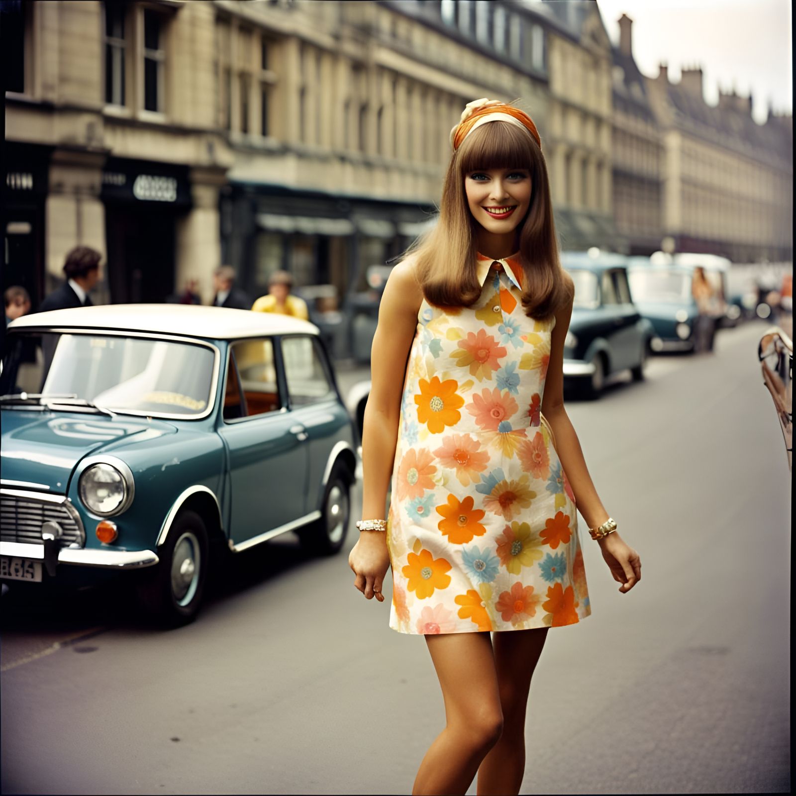 Mini skirt Mini car of Swinging Sixties