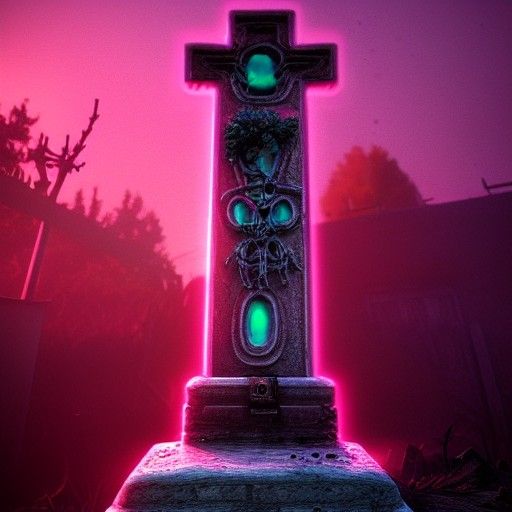 Rotting Skeleton Emerges from Gravestone: Baroque Horror