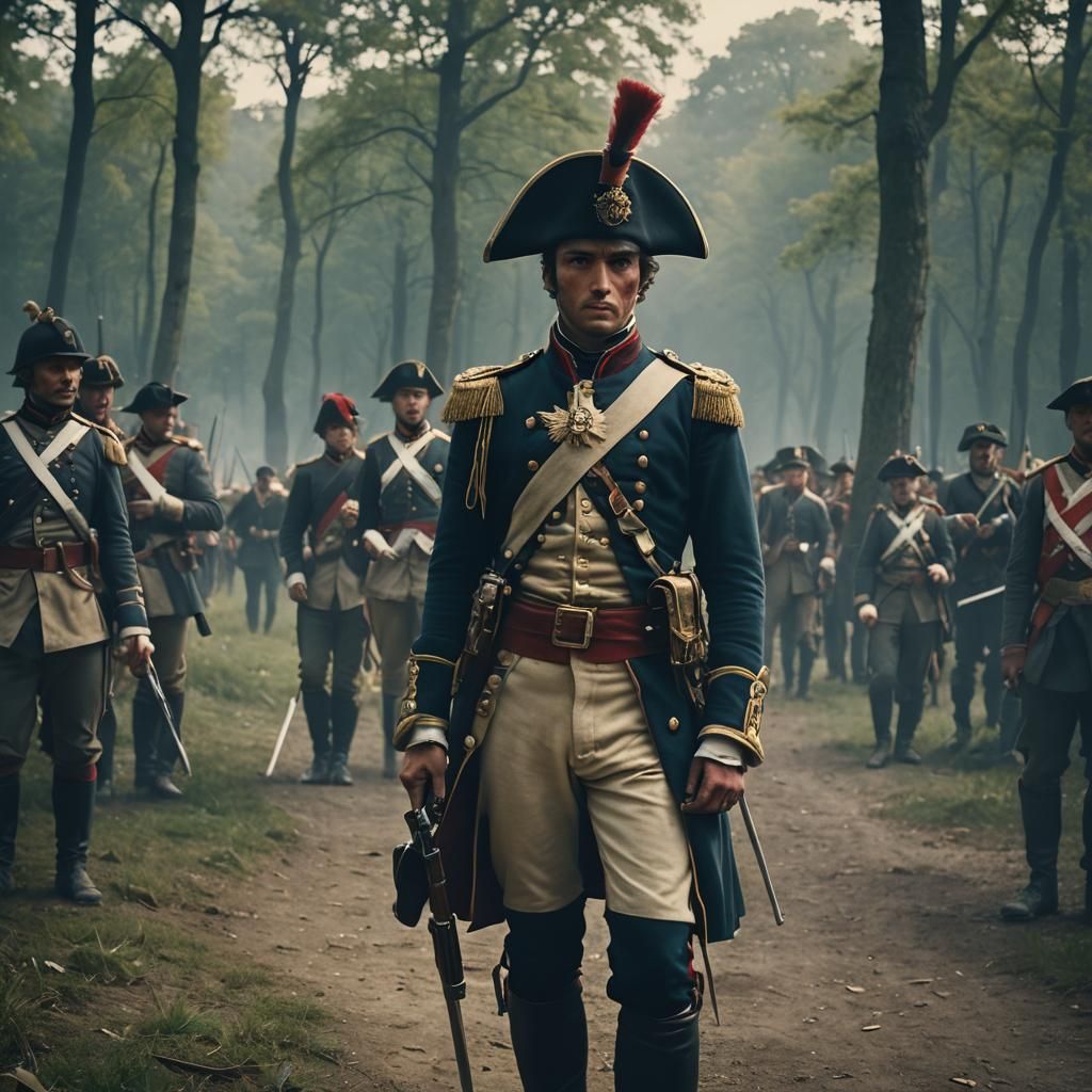 Napoleonic Soldier in Cinematic Film Still