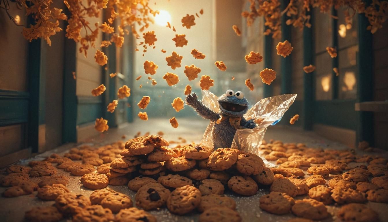 Hyper-Realistic Cookie Monster on Sesame Street