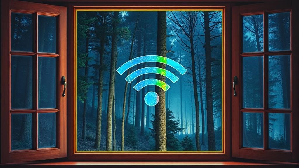 Vibrant Wi-Fi Icon Poster in Window
