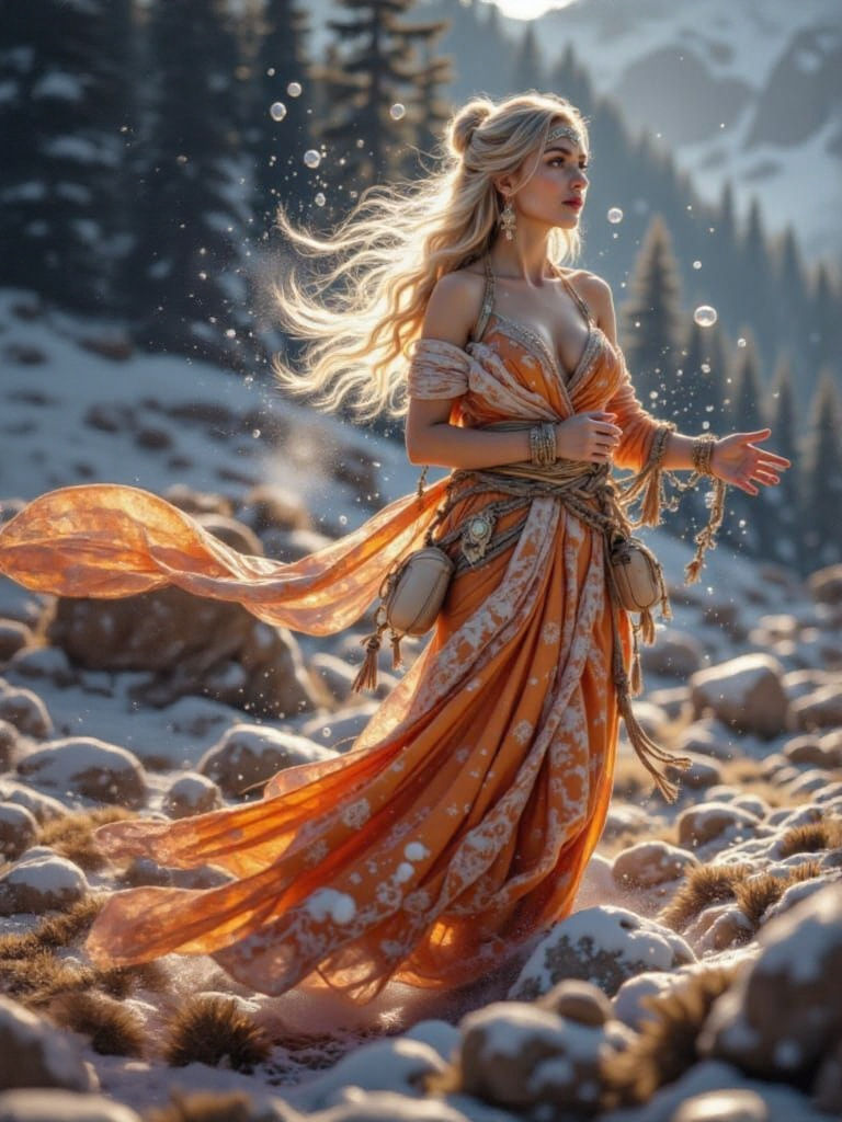 AI Generated Image with Metallic, Snow Tiger, Heron, and Flu...