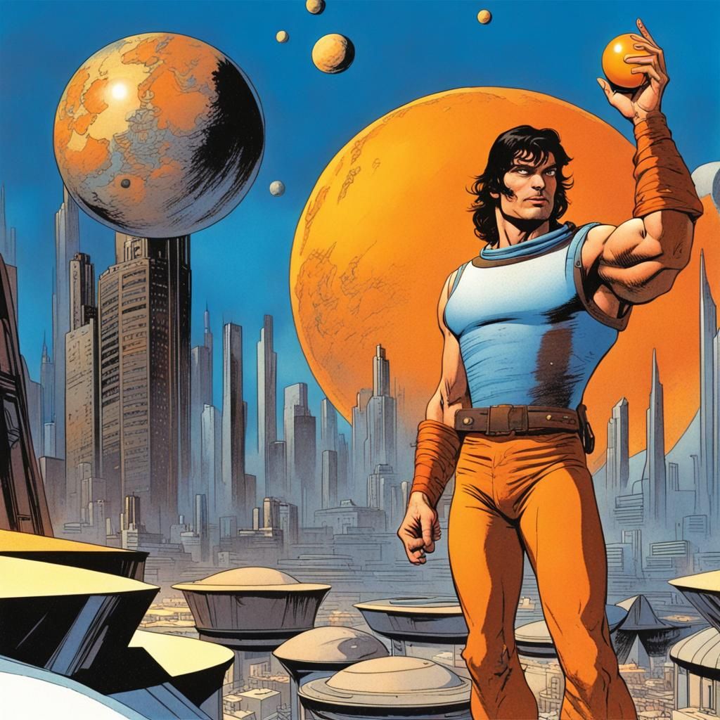 Futuristic Cityscape Comic Book Illustration