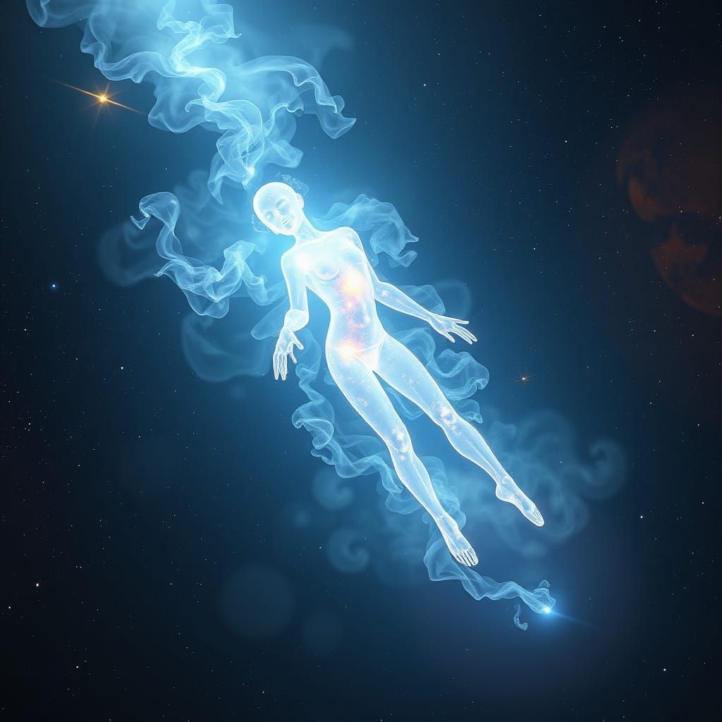 Surreal Cosmic Form Radiates Ethereal Light