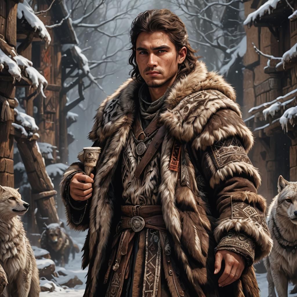 Young Wildling Man with Baby in Fantasy Art