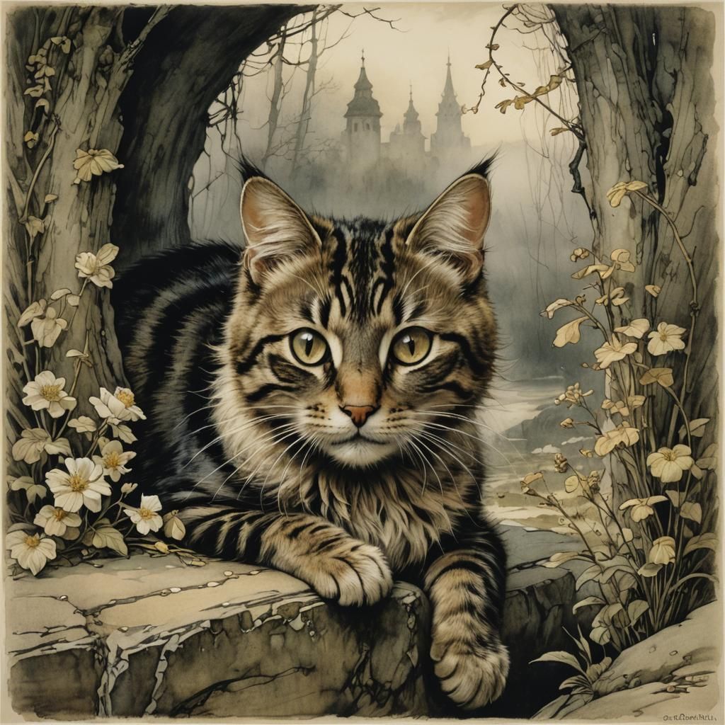 Cute Cat in Children's Book Illustration Style