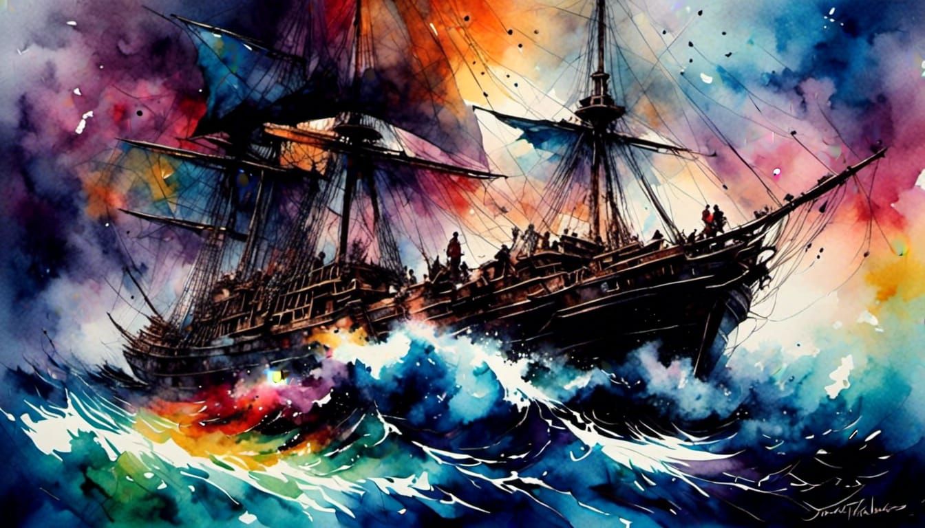 Abstract Journey in Antique Watercolor Style