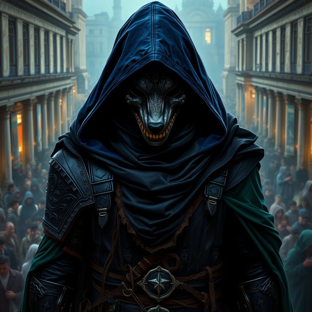 Mysterious Figure in Nazgûl Armor Surrounded by Ancient Roma...