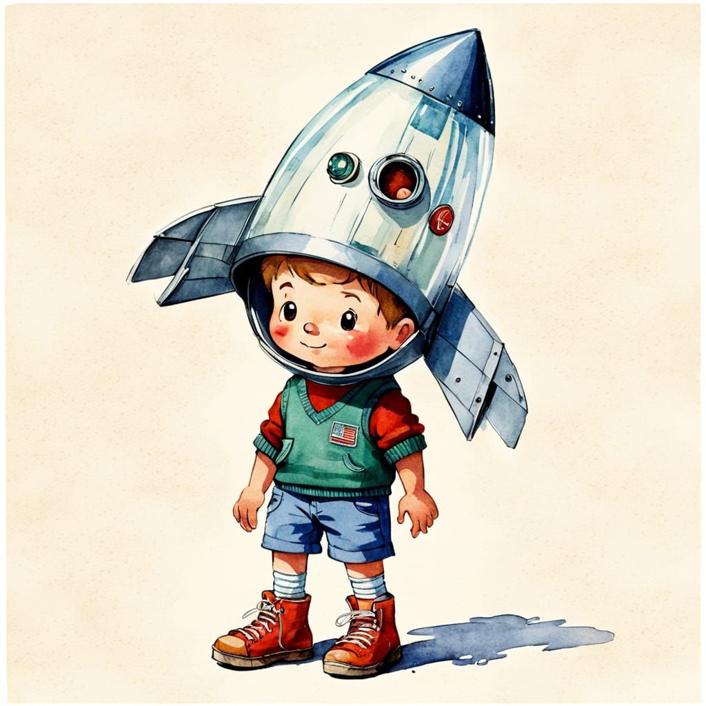 Boy in Vintage Rocket Soda Bottle Hat