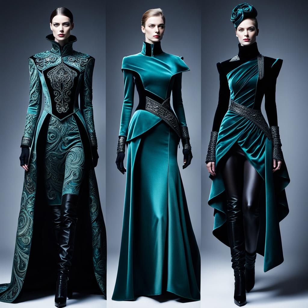 Futuristic Asymmetric Costumes in Silk and Velvet