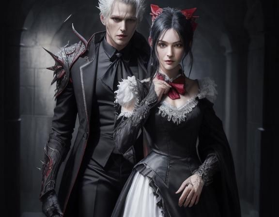 Photorealistic Portrait: Demonbane Woman and Husband