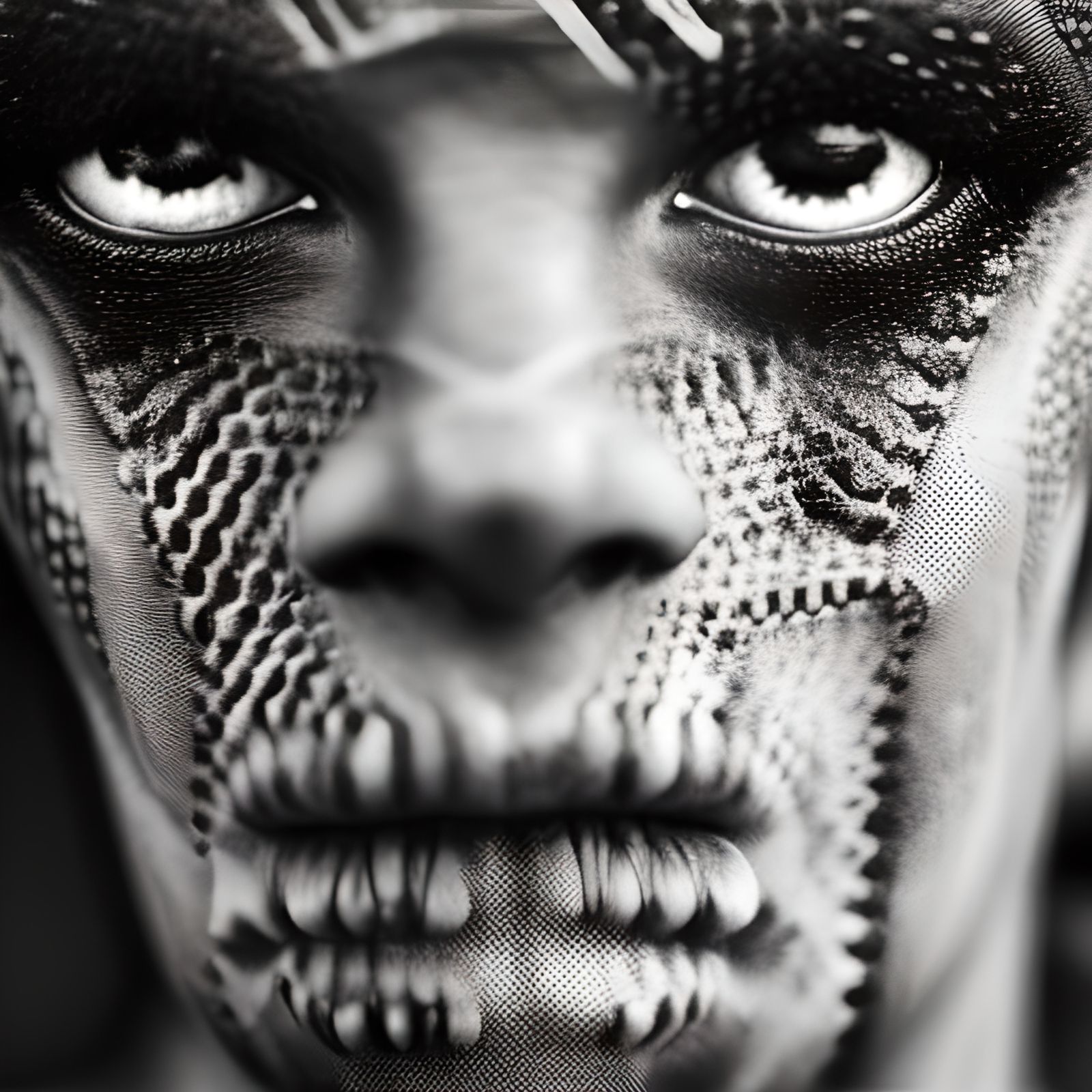 Skidrow reptilian humanoid hybrid stylised charcoal heavy crush